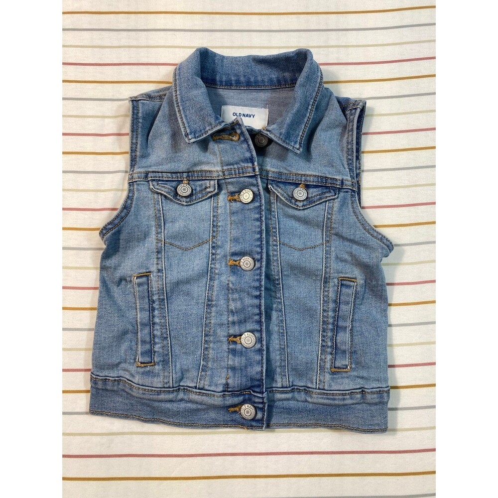 Old Navy Girls Classic Blue Denim Vest | Size XS (5)